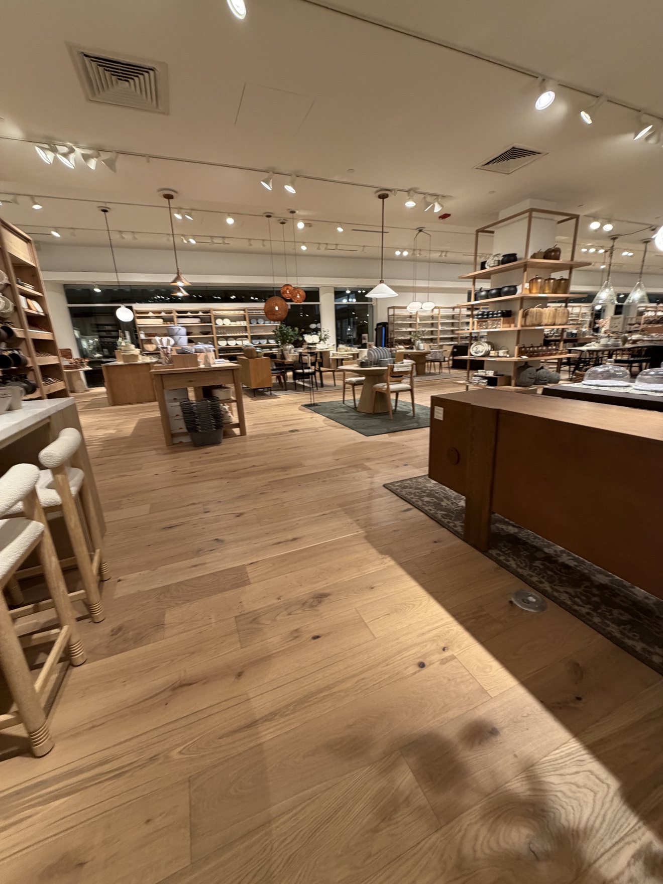 Finished engineered wood floor in a commercial retail space